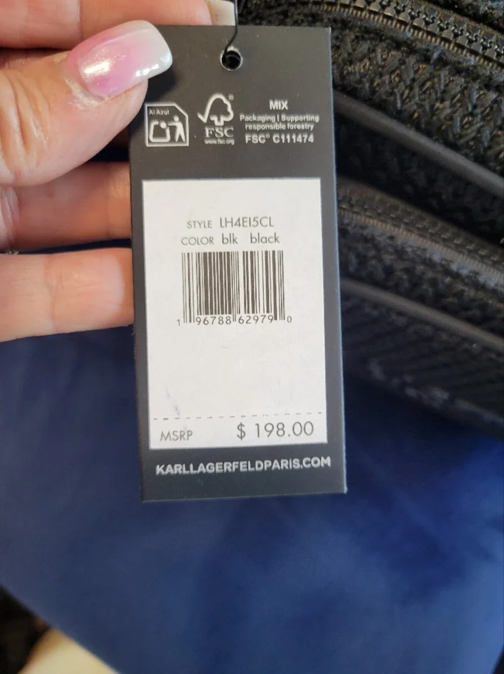 Karl Lagerfeld Black Woven Belt Bag with Embossed Logo